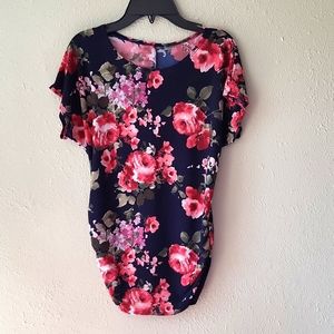 Floral short sleeve maternity T shirt